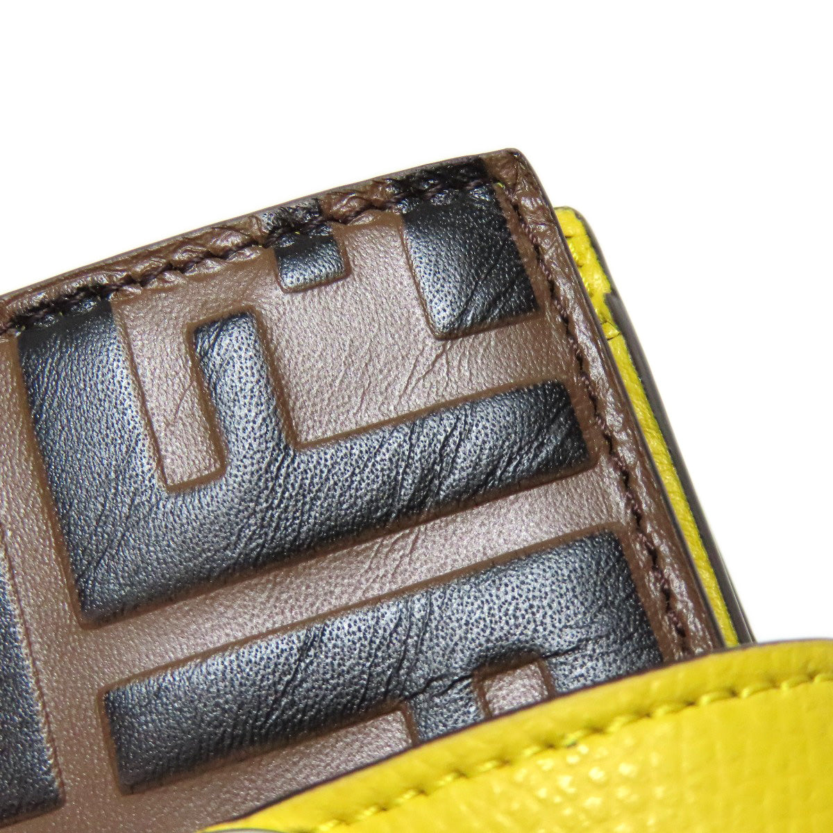 FENDI Bifold Wallet Calfskin Brown Zucca Pattern Embossed F is Fendi