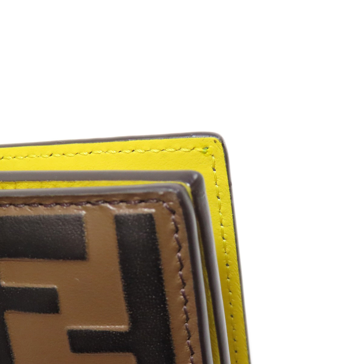 FENDI Bifold Wallet Calfskin Brown Zucca Pattern Embossed F is Fendi