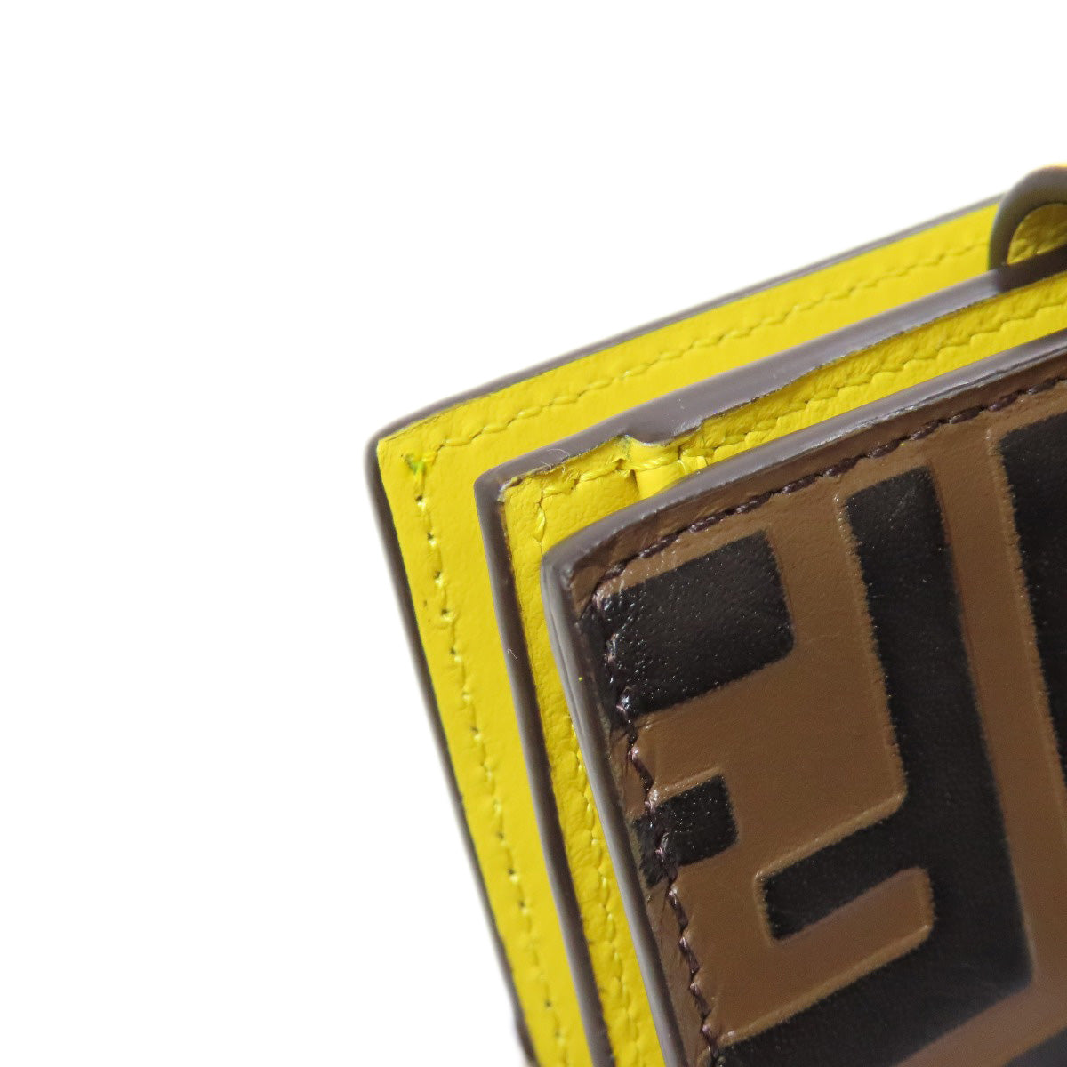 FENDI Bifold Wallet Calfskin Brown Zucca Pattern Embossed F is Fendi