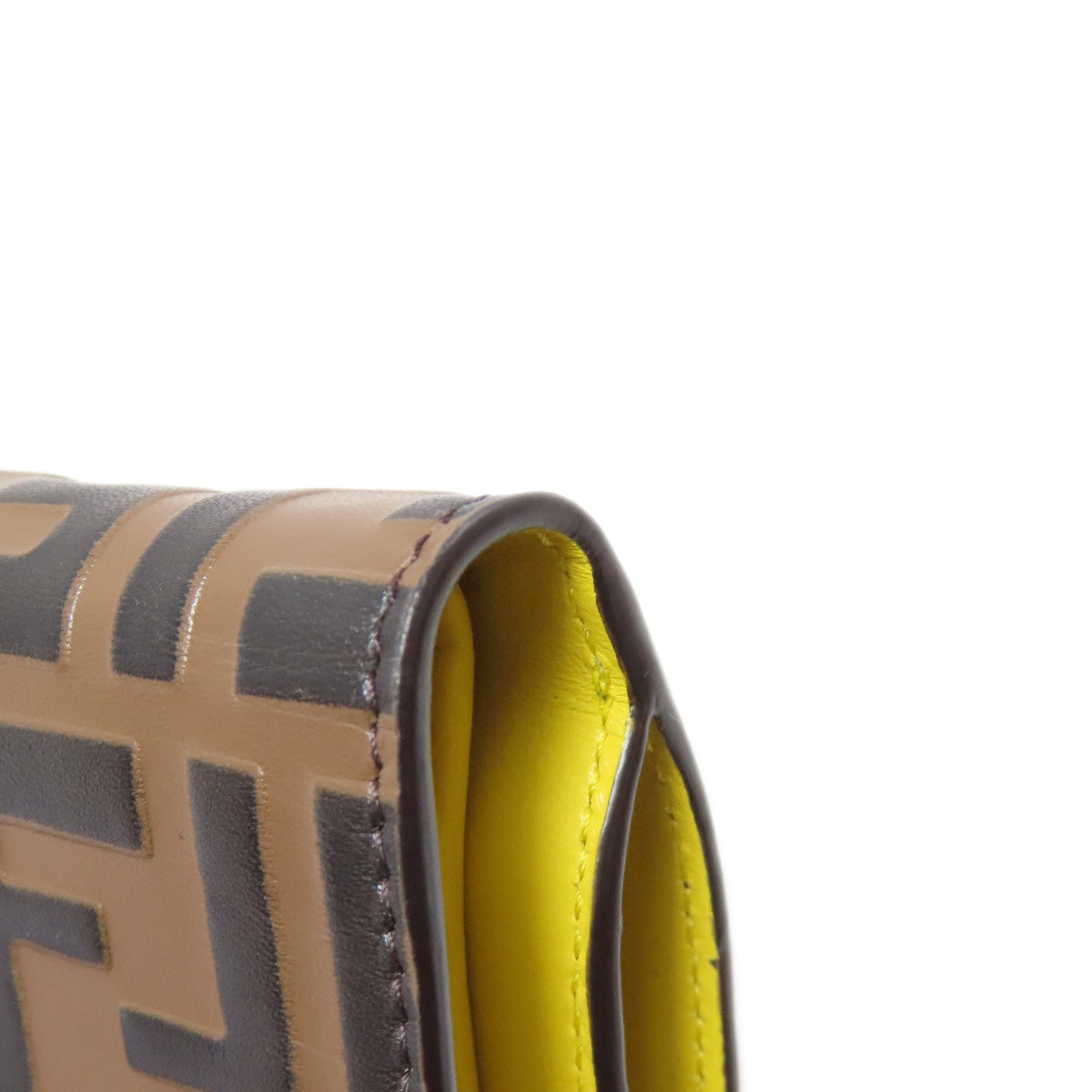 FENDI Bifold Wallet Calfskin Brown Zucca Pattern Embossed F is Fendi