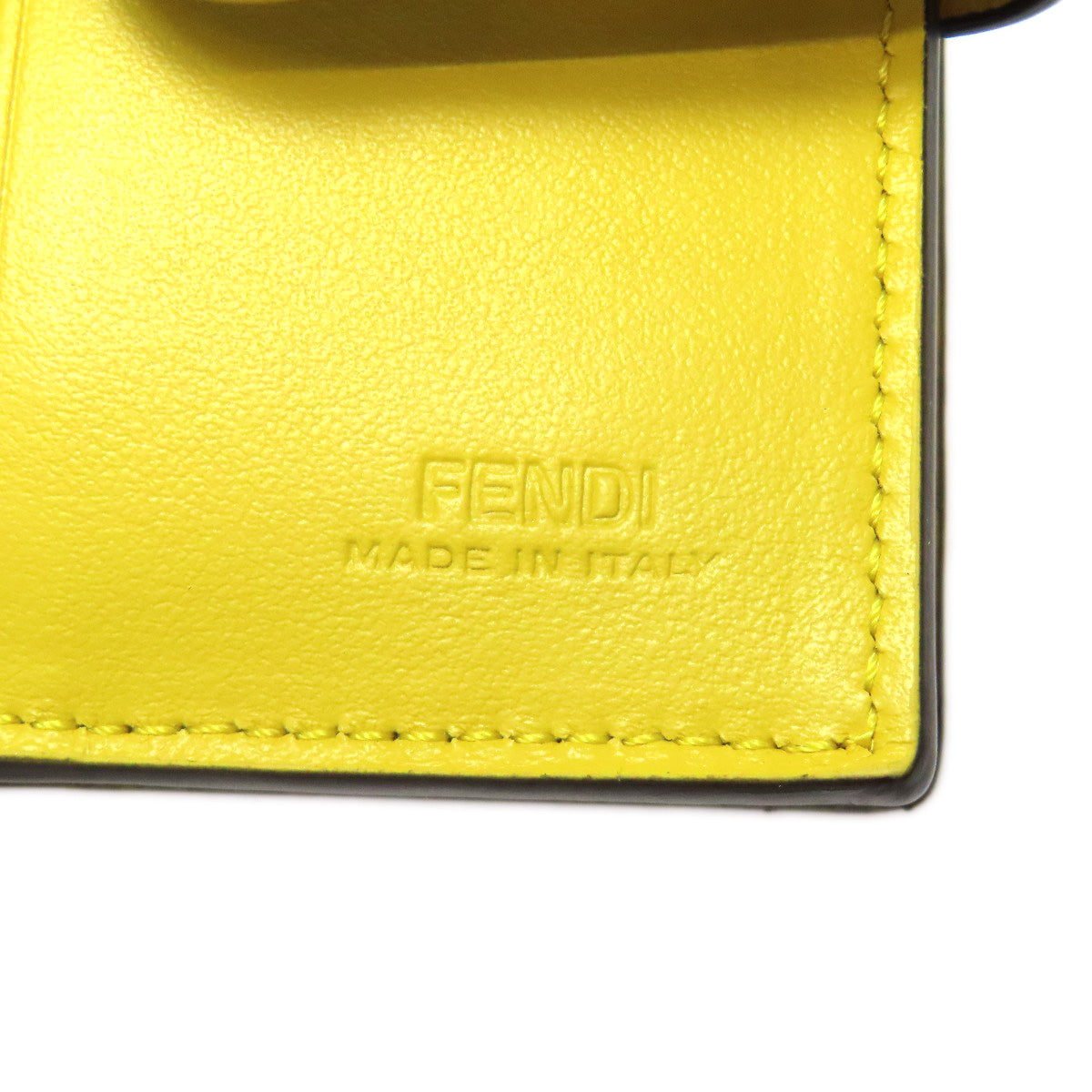 FENDI Bifold Wallet Calfskin Brown Zucca Pattern Embossed F is Fendi