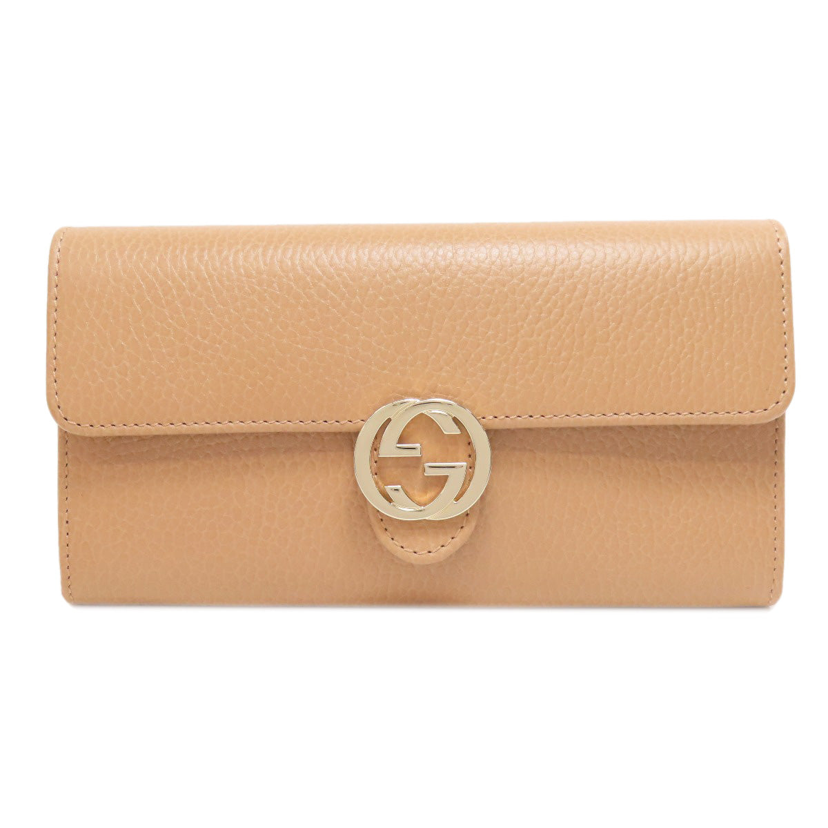 GUCCI Long Wallet Purse 615524 leather beige Interlocking G outlet