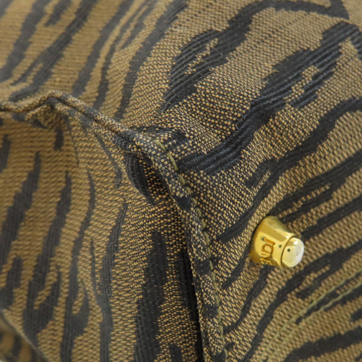FENDI Handbag canvas Brown Tiger pattern
