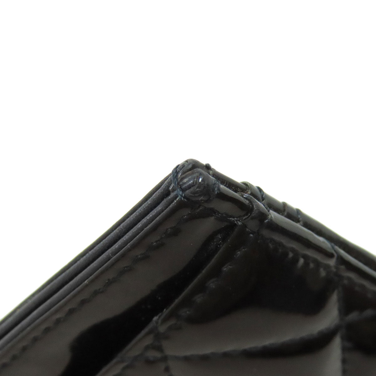CHANEL Card Case Patent leather black Matelasse COCO Mark SilverMetal