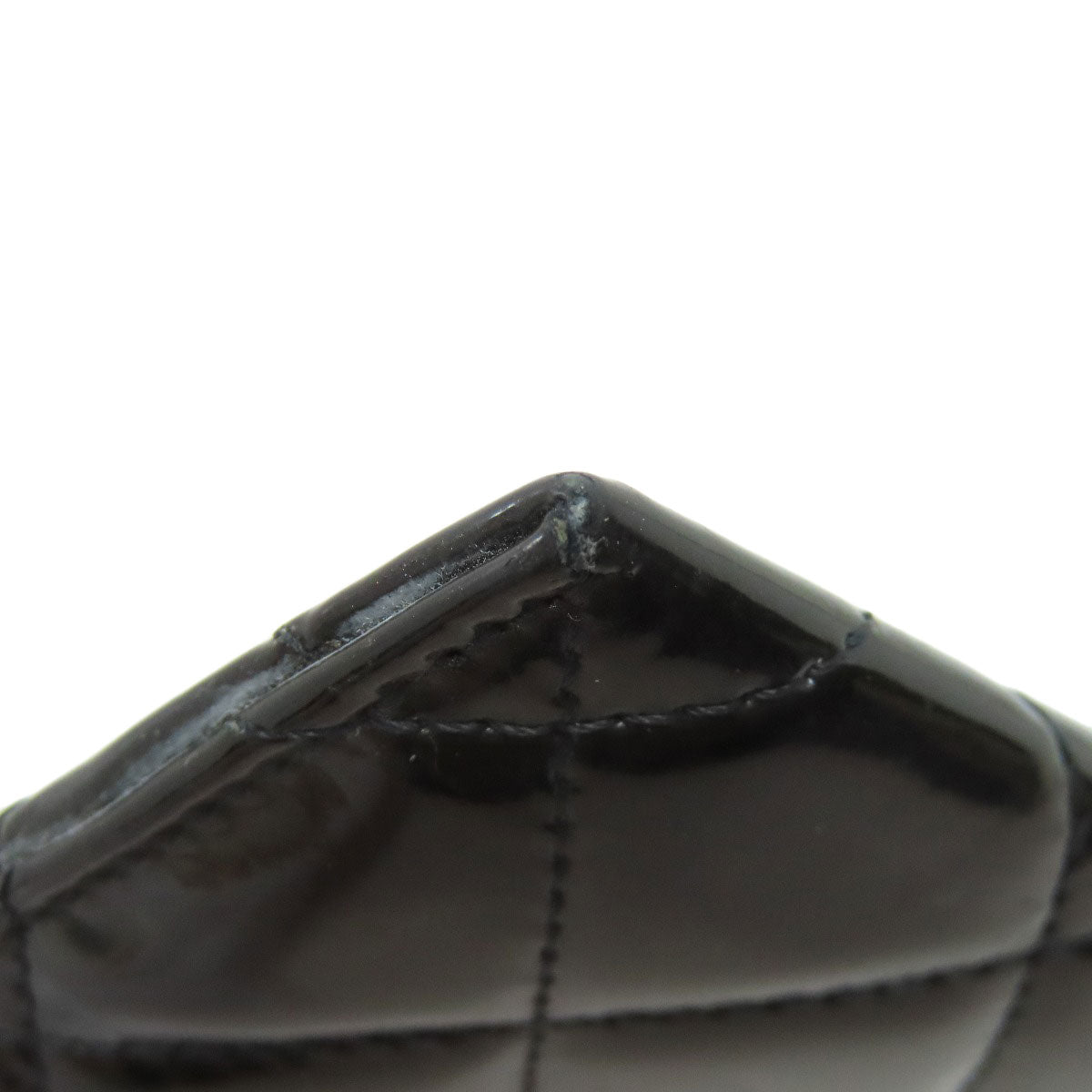 CHANEL Card Case Patent leather black Matelasse COCO Mark SilverMetal