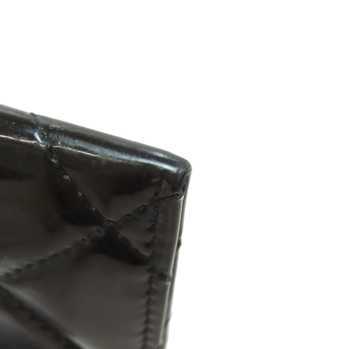 CHANEL Card Case Patent leather black Matelasse COCO Mark SilverMetal