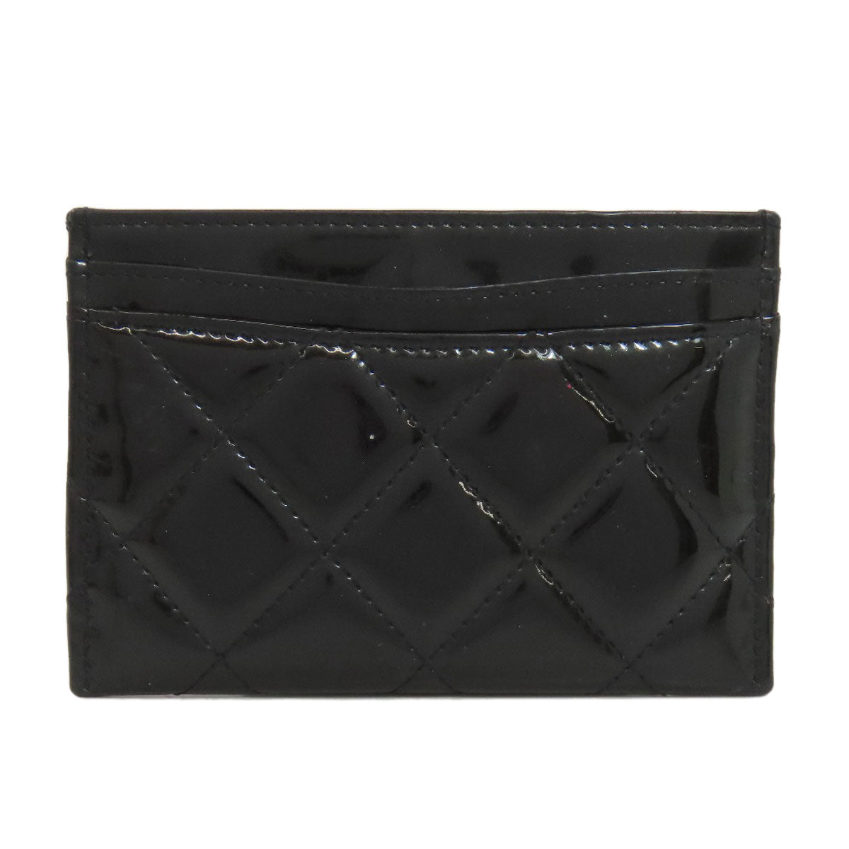 CHANEL Card Case Patent leather black Matelasse COCO Mark SilverMetal