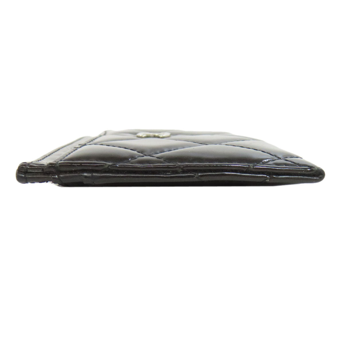 CHANEL Card Case Patent leather black Matelasse COCO Mark SilverMetal