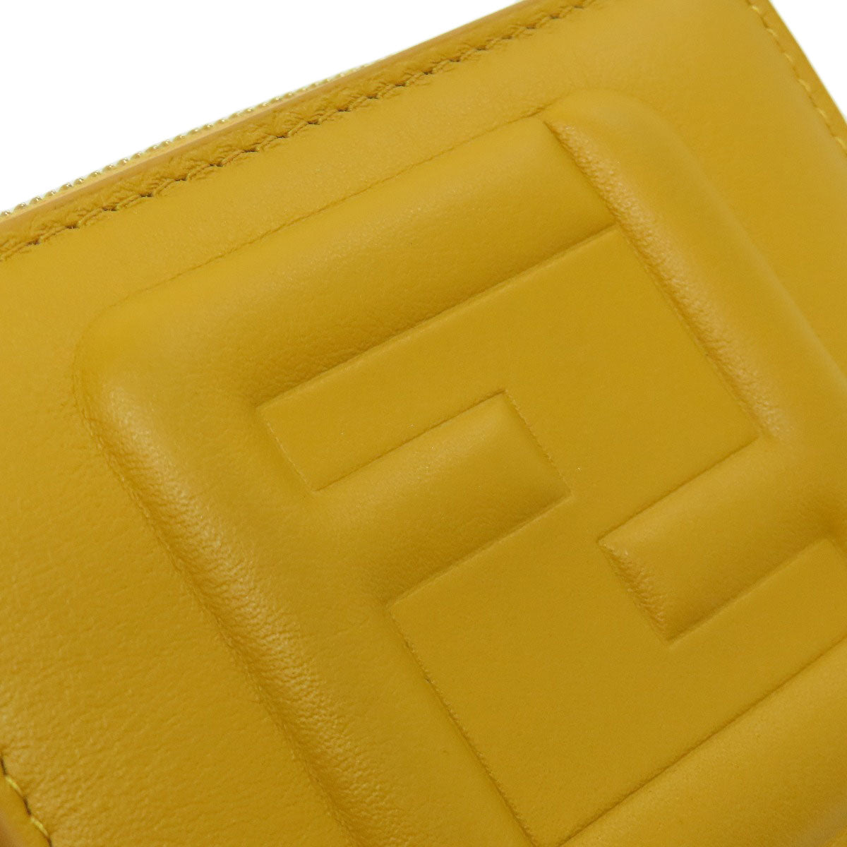 FENDI Bifold Wallet leather yellow FF Cube
