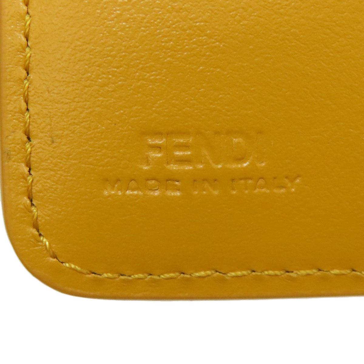 FENDI Bifold Wallet leather yellow FF Cube