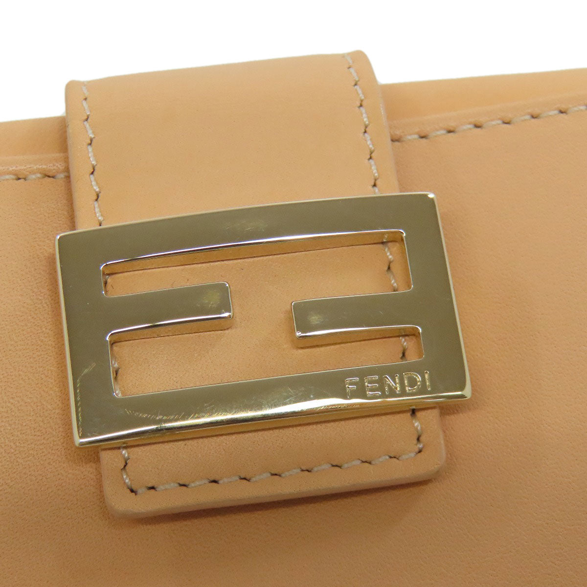 FENDI Card Case leather beige logo