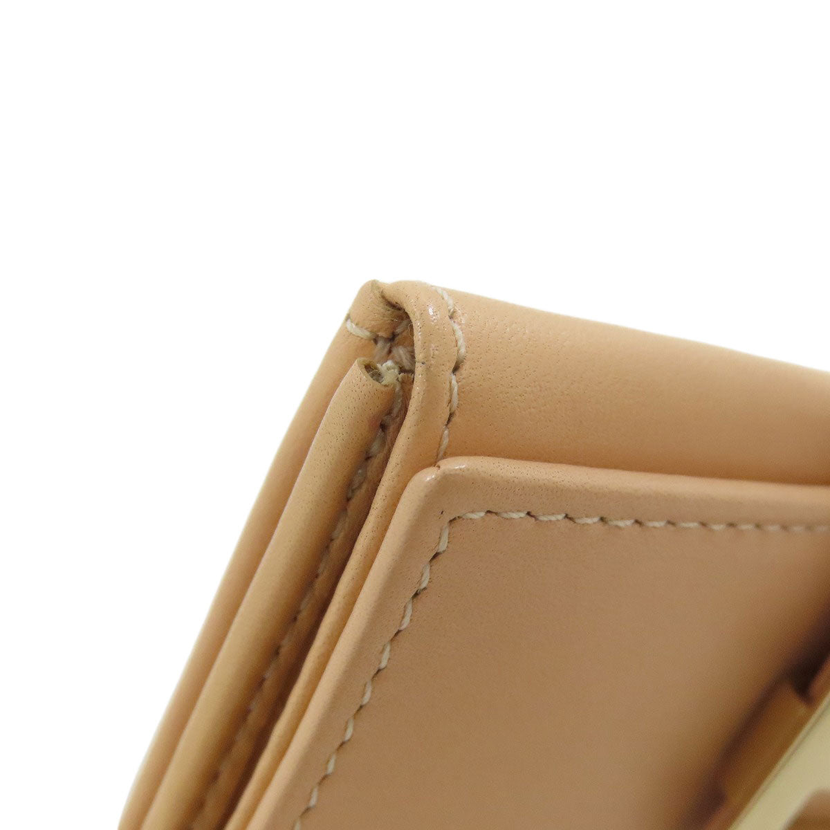 FENDI Card Case leather beige logo