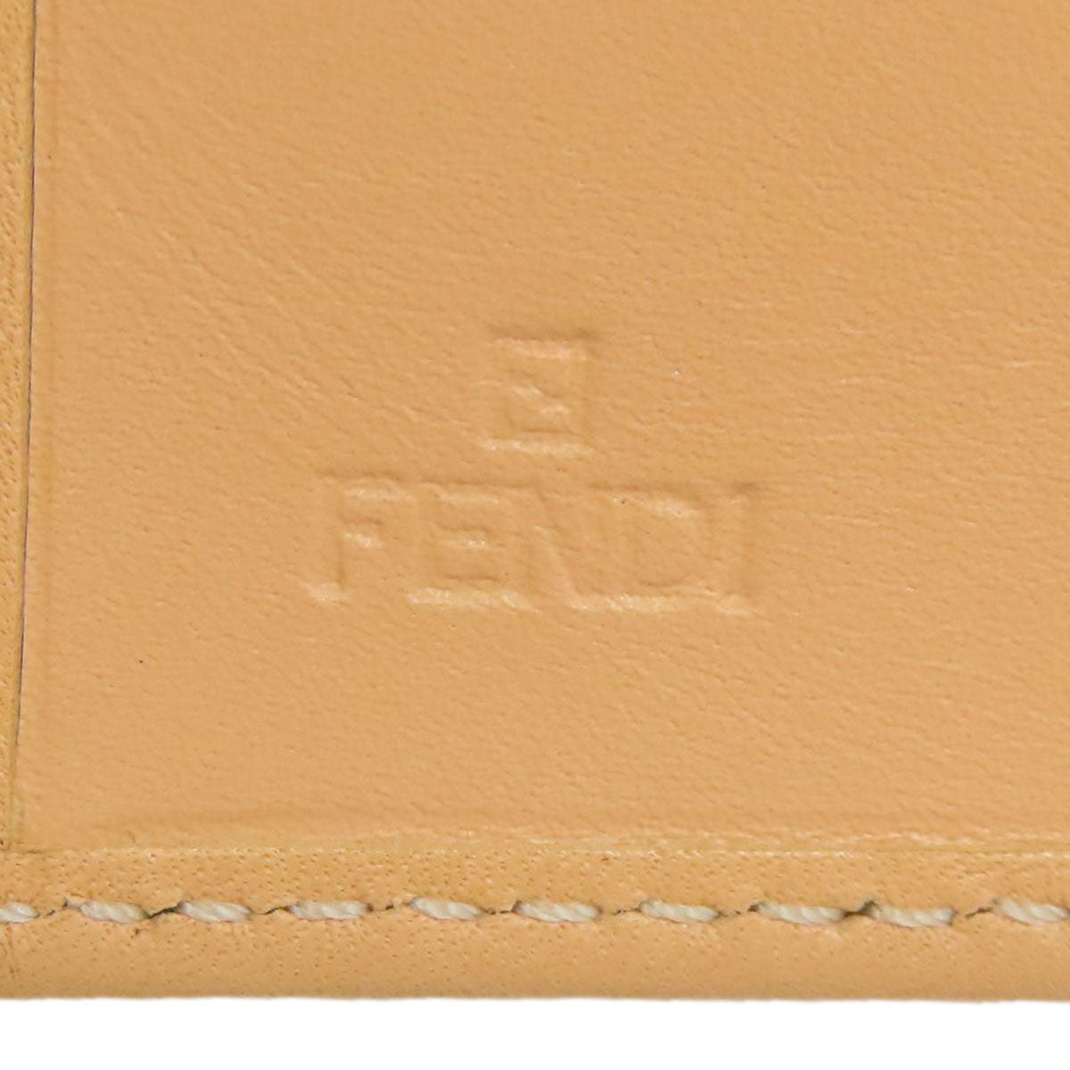 FENDI Card Case leather beige logo