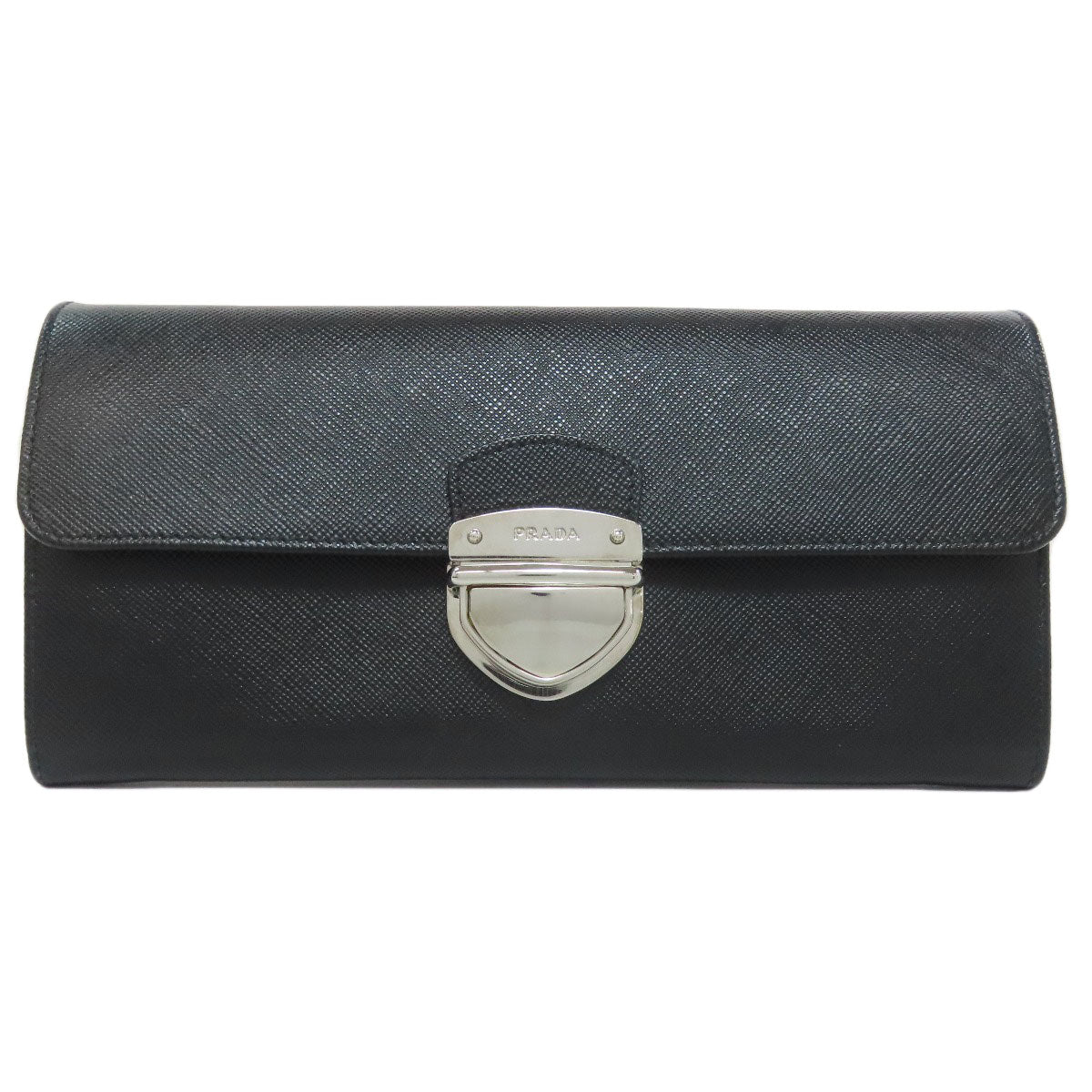 PRADA Long Wallet Purse 1M1037 Safiano black logo