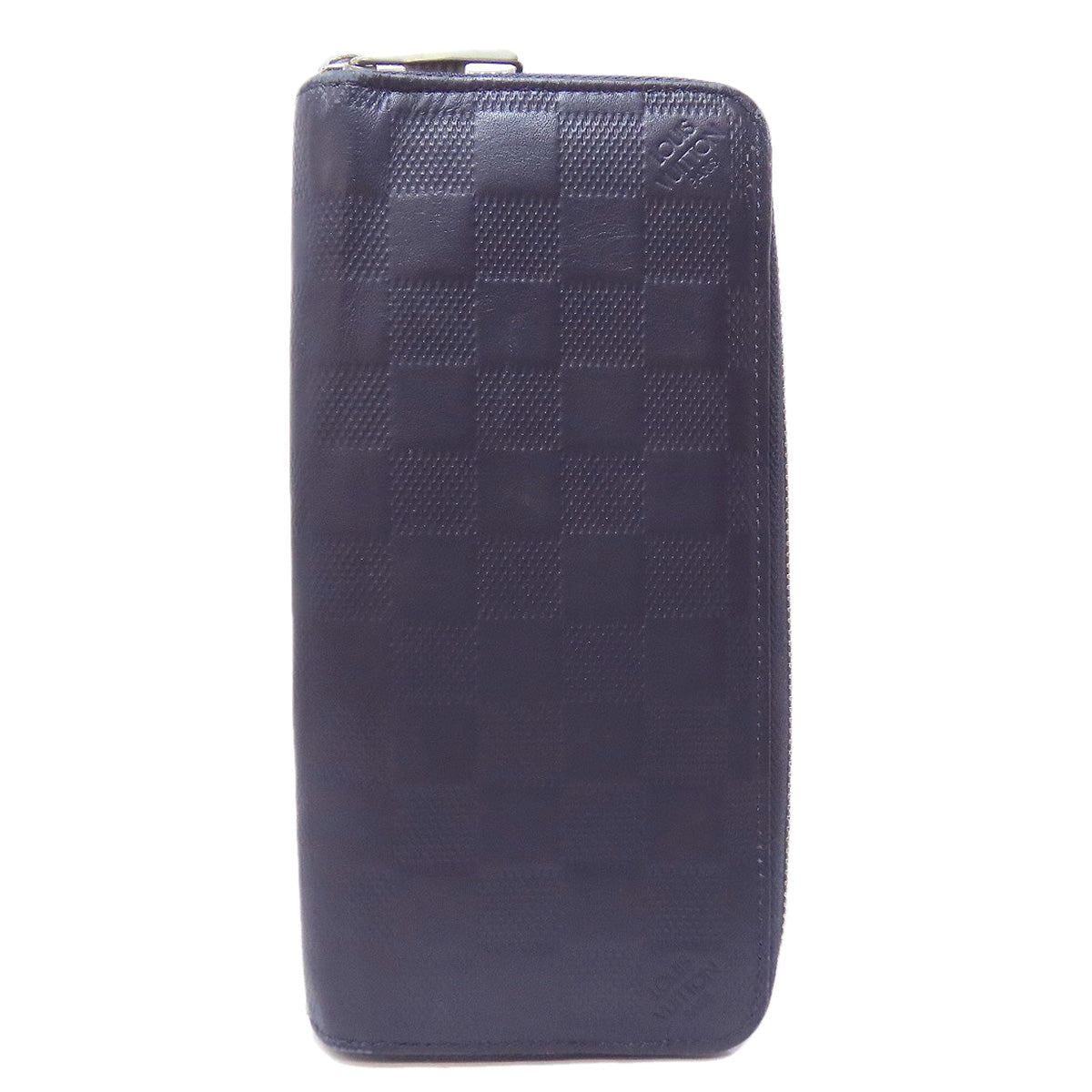 LOUIS VUITTON Long Wallet Purse Damier Anfini Navy Zippy wallet Vertical