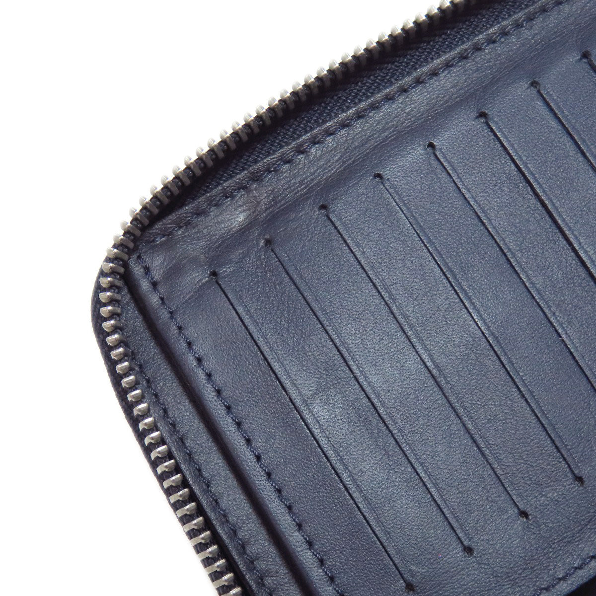 LOUIS VUITTON Long Wallet Purse Damier Anfini Navy Zippy wallet Vertical
