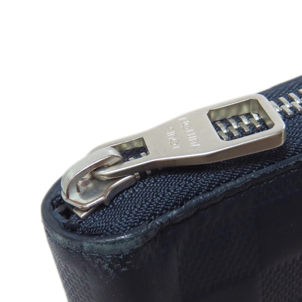 LOUIS VUITTON Long Wallet Purse Damier Anfini Navy Zippy wallet Vertical