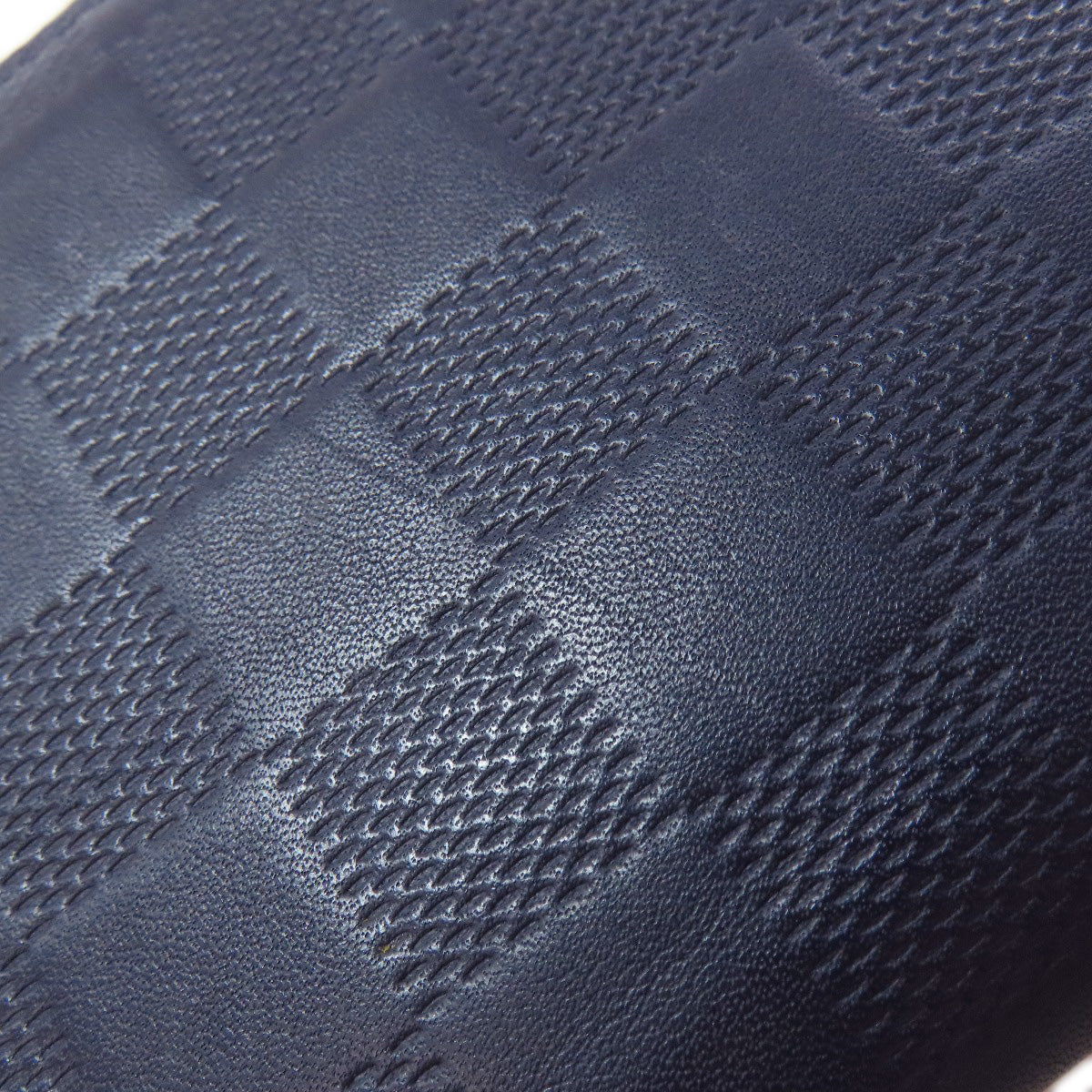 LOUIS VUITTON Long Wallet Purse Damier Anfini Navy Zippy wallet Vertical