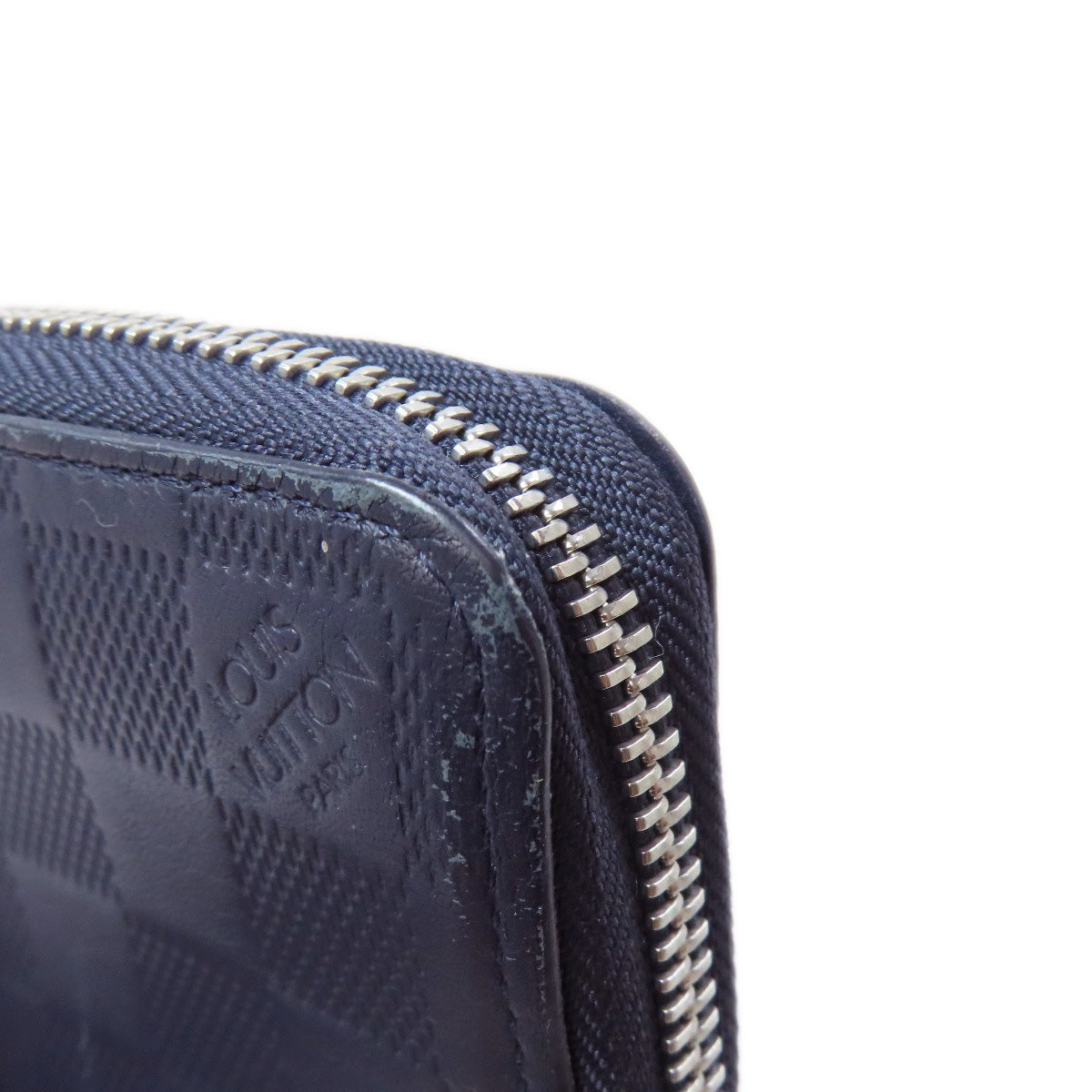 LOUIS VUITTON Long Wallet Purse Damier Anfini Navy Zippy wallet Vertical