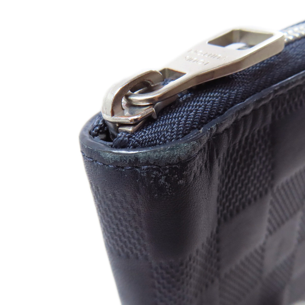 LOUIS VUITTON Long Wallet Purse Damier Anfini Navy Zippy wallet Vertical