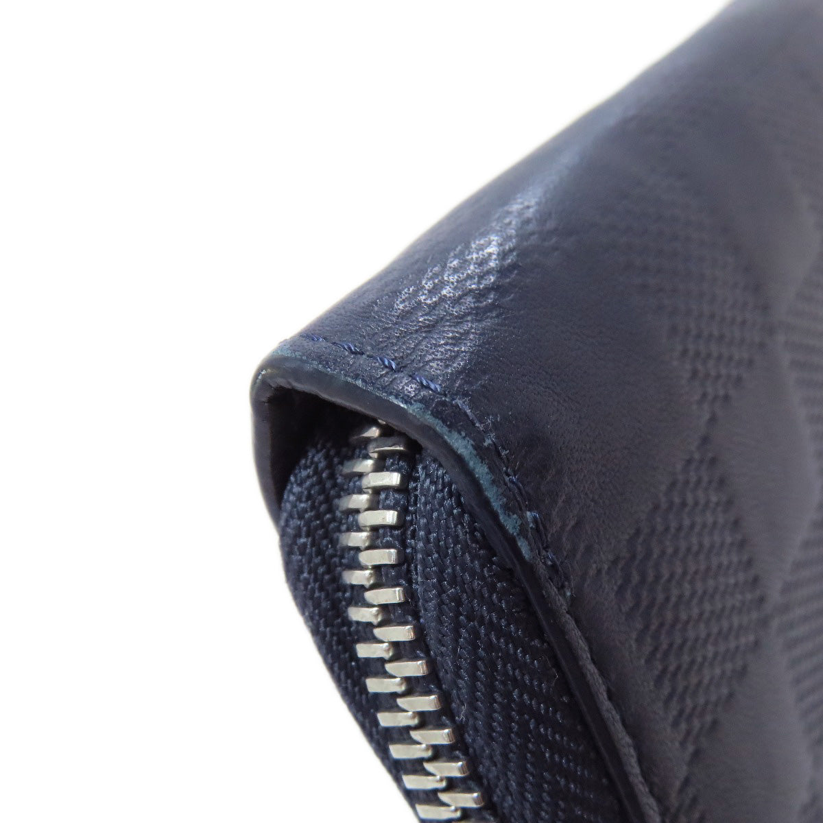 LOUIS VUITTON Long Wallet Purse Damier Anfini Navy Zippy wallet Vertical