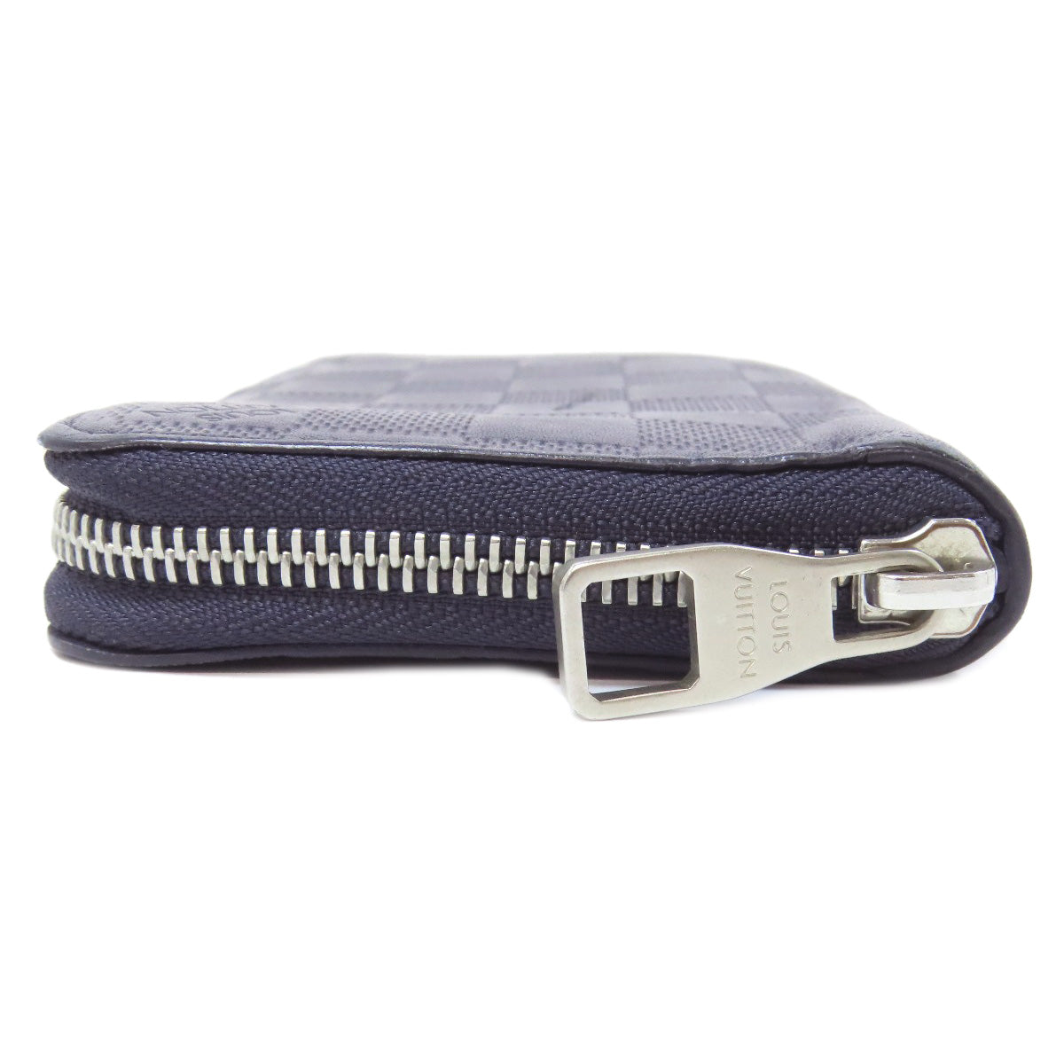 LOUIS VUITTON Long Wallet Purse Damier Anfini Navy Zippy wallet Vertical