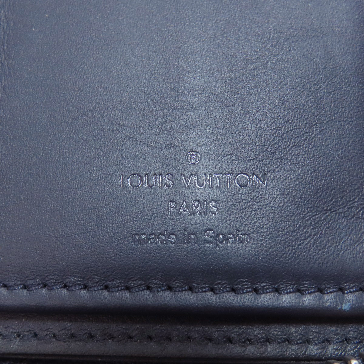 LOUIS VUITTON Long Wallet Purse Damier Anfini Navy Zippy wallet Vertical