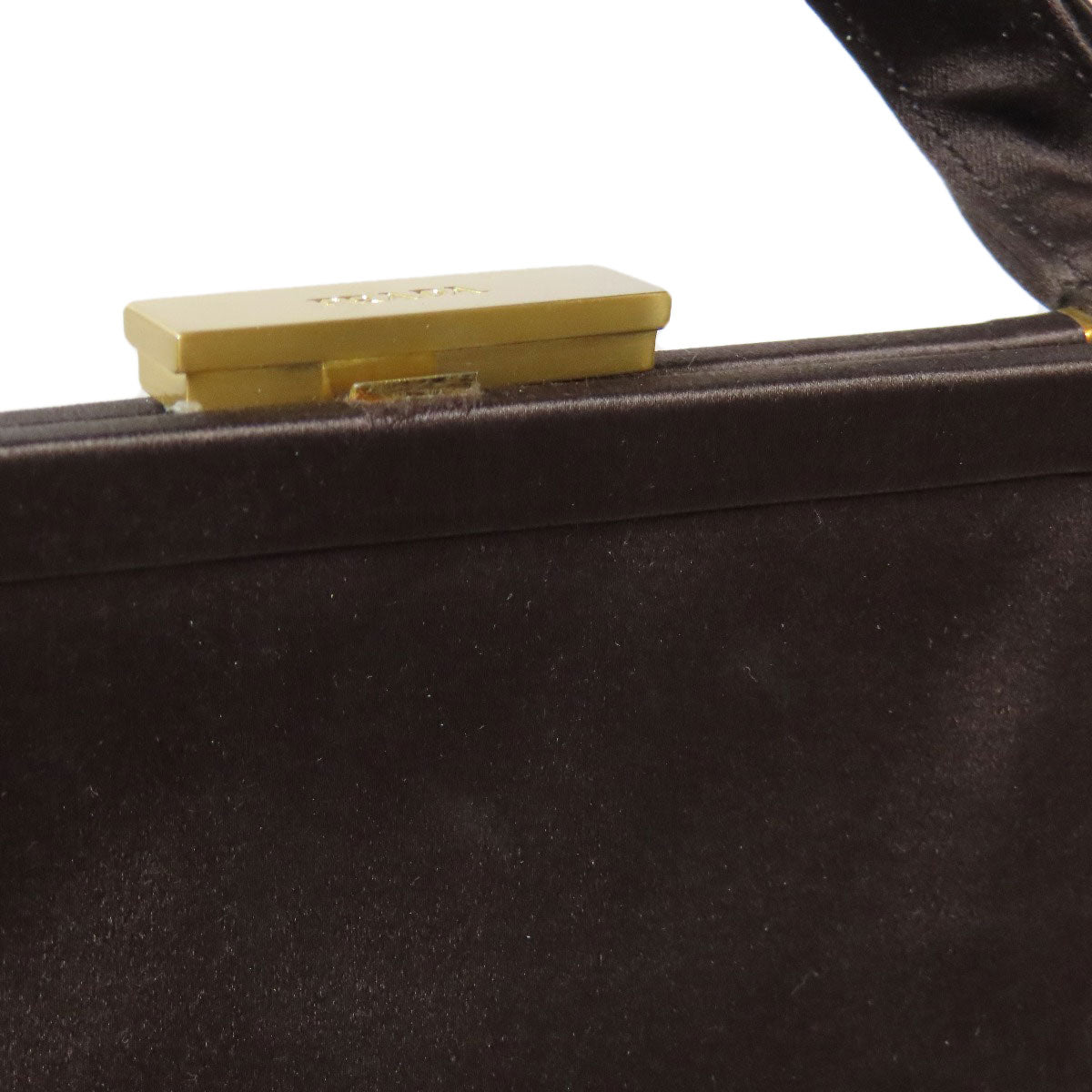 PRADA Handbag Satin Brown logo