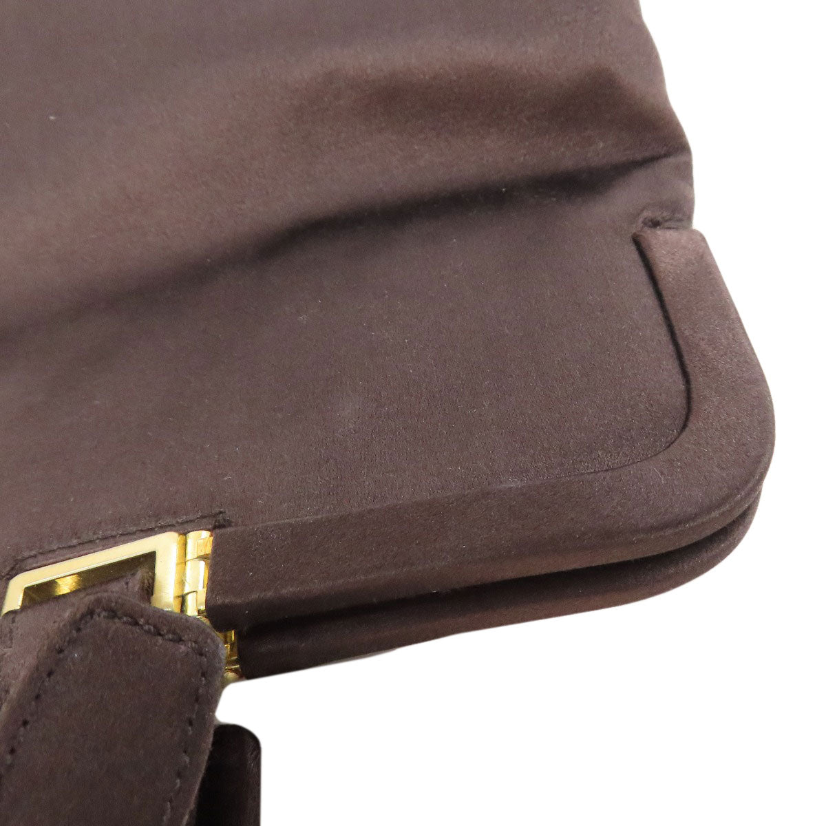 PRADA Handbag Satin Brown logo