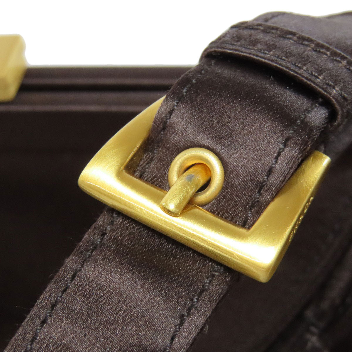 PRADA Handbag Satin Brown logo
