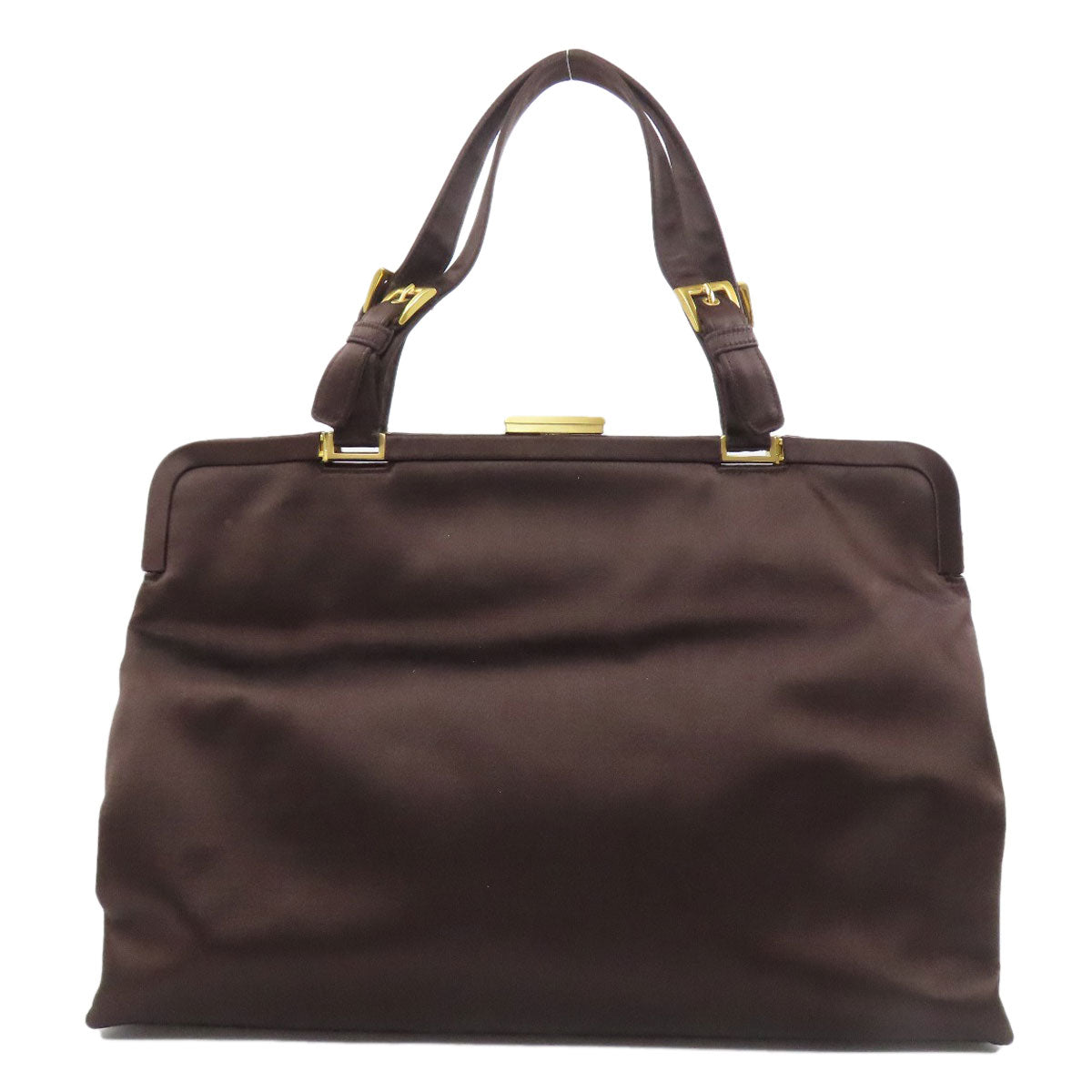 PRADA Handbag Satin Brown logo