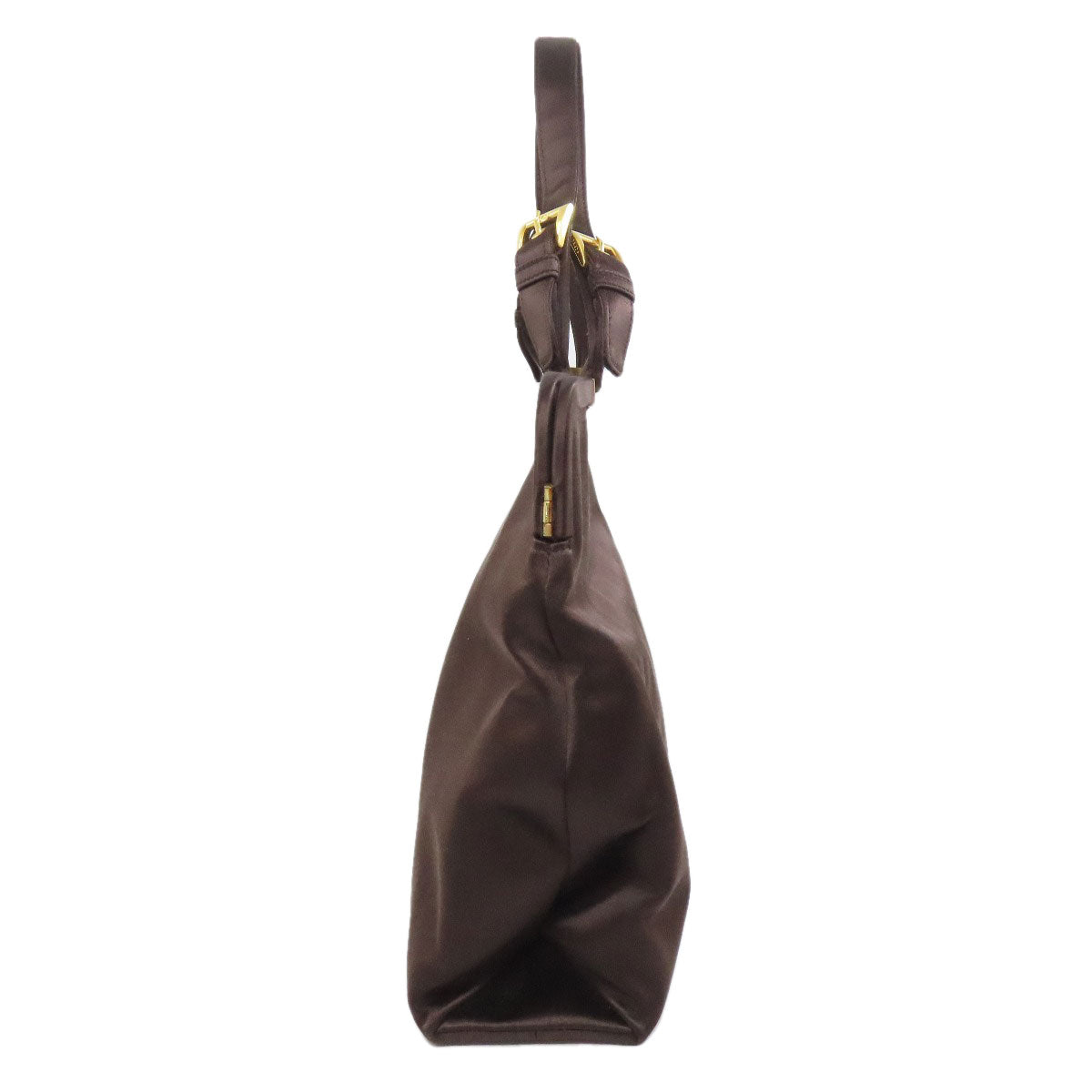 PRADA Handbag Satin Brown logo