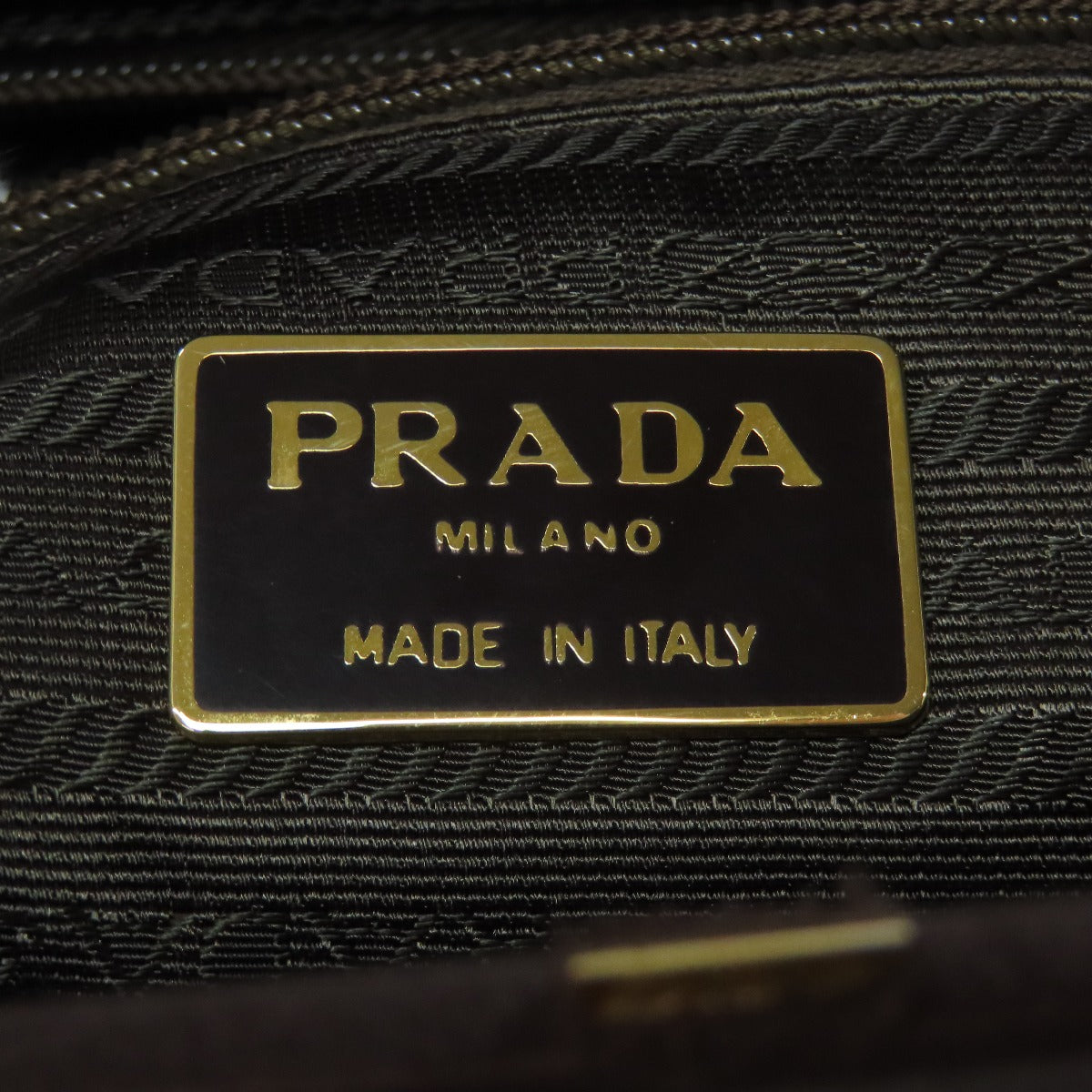PRADA Handbag Satin Brown logo