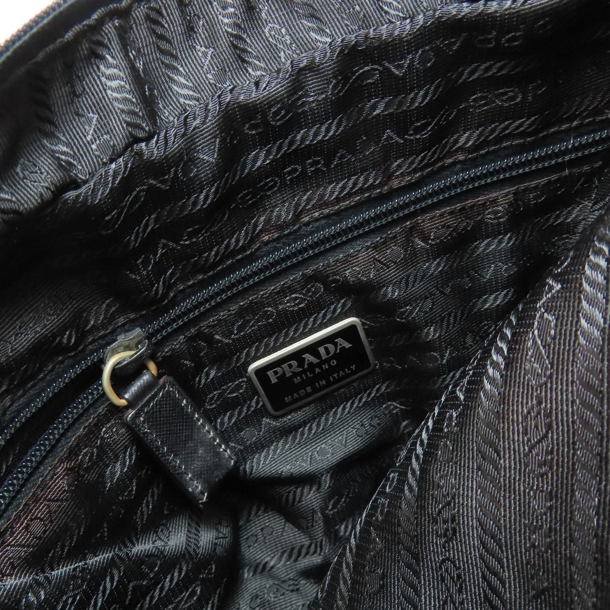 PRADA Shoulder Bag Nylon black logoMetal