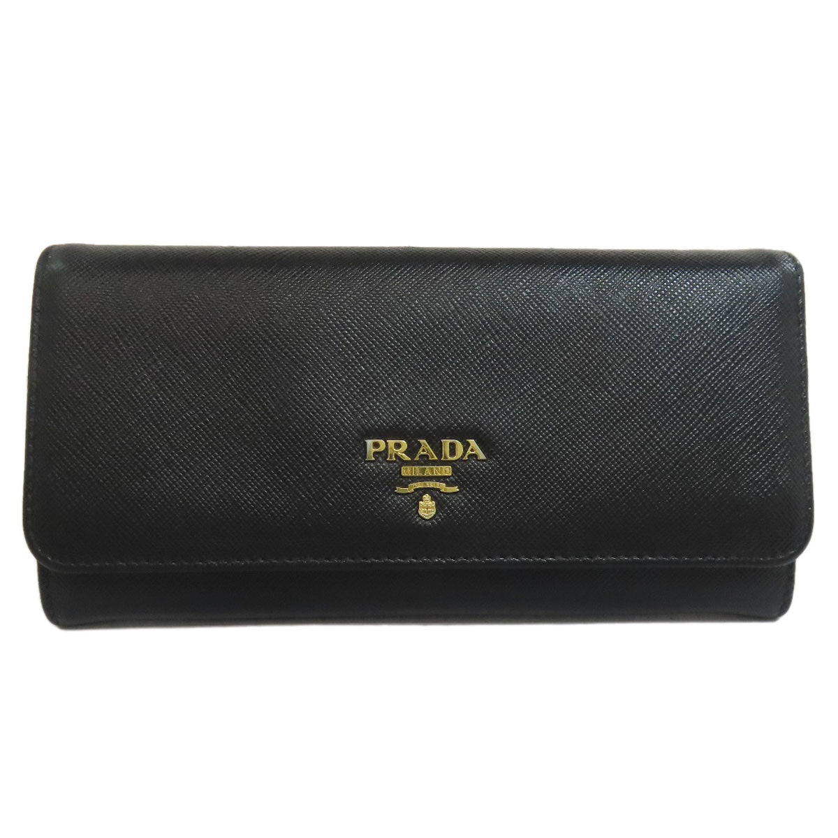 PRADA Long Wallet Purse Safiano black logo