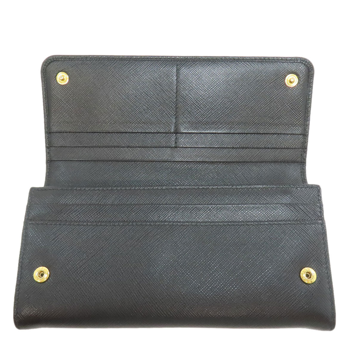 PRADA Long Wallet Purse Safiano black logo
