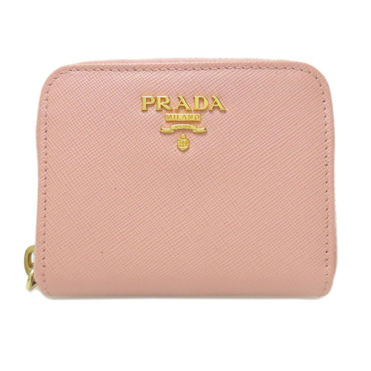 PRADA Coin case leather pink Saffiano logoMetal