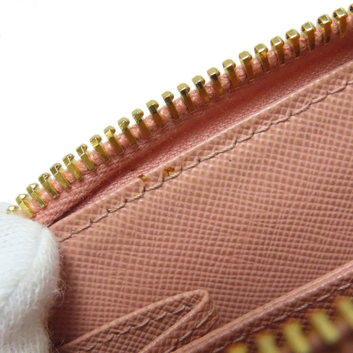 PRADA Coin case leather pink Saffiano logoMetal