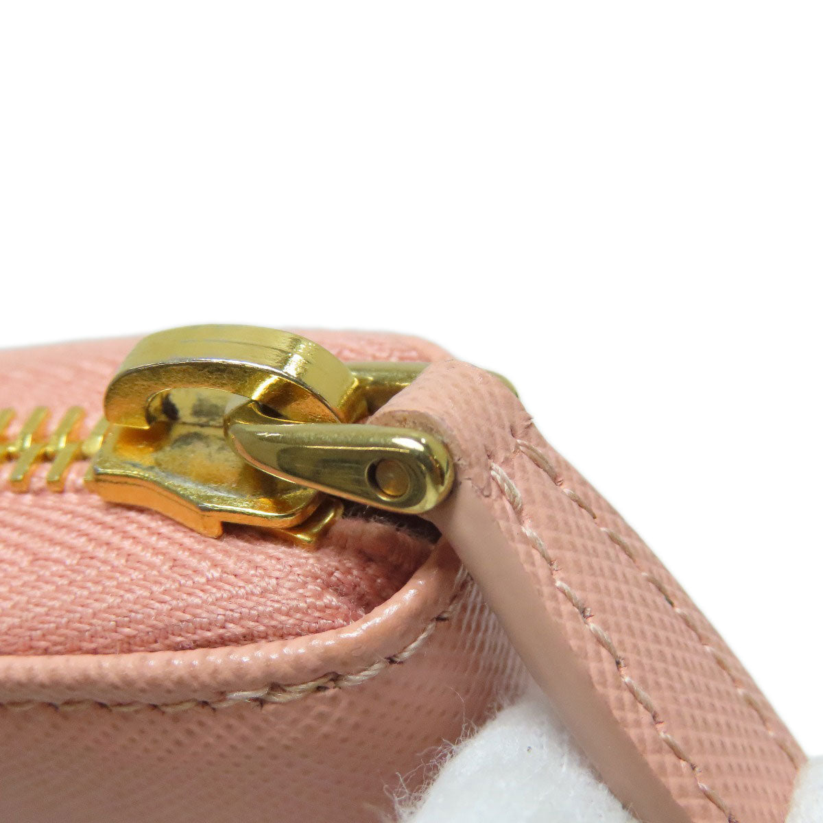 PRADA Coin case leather pink Saffiano logoMetal