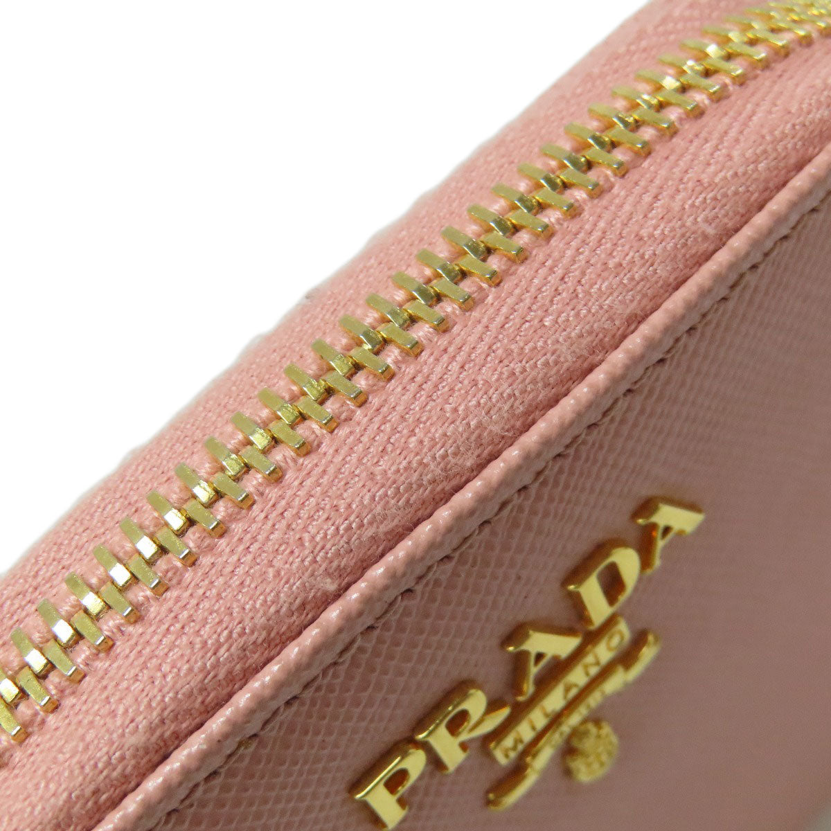 PRADA Coin case leather pink Saffiano logoMetal