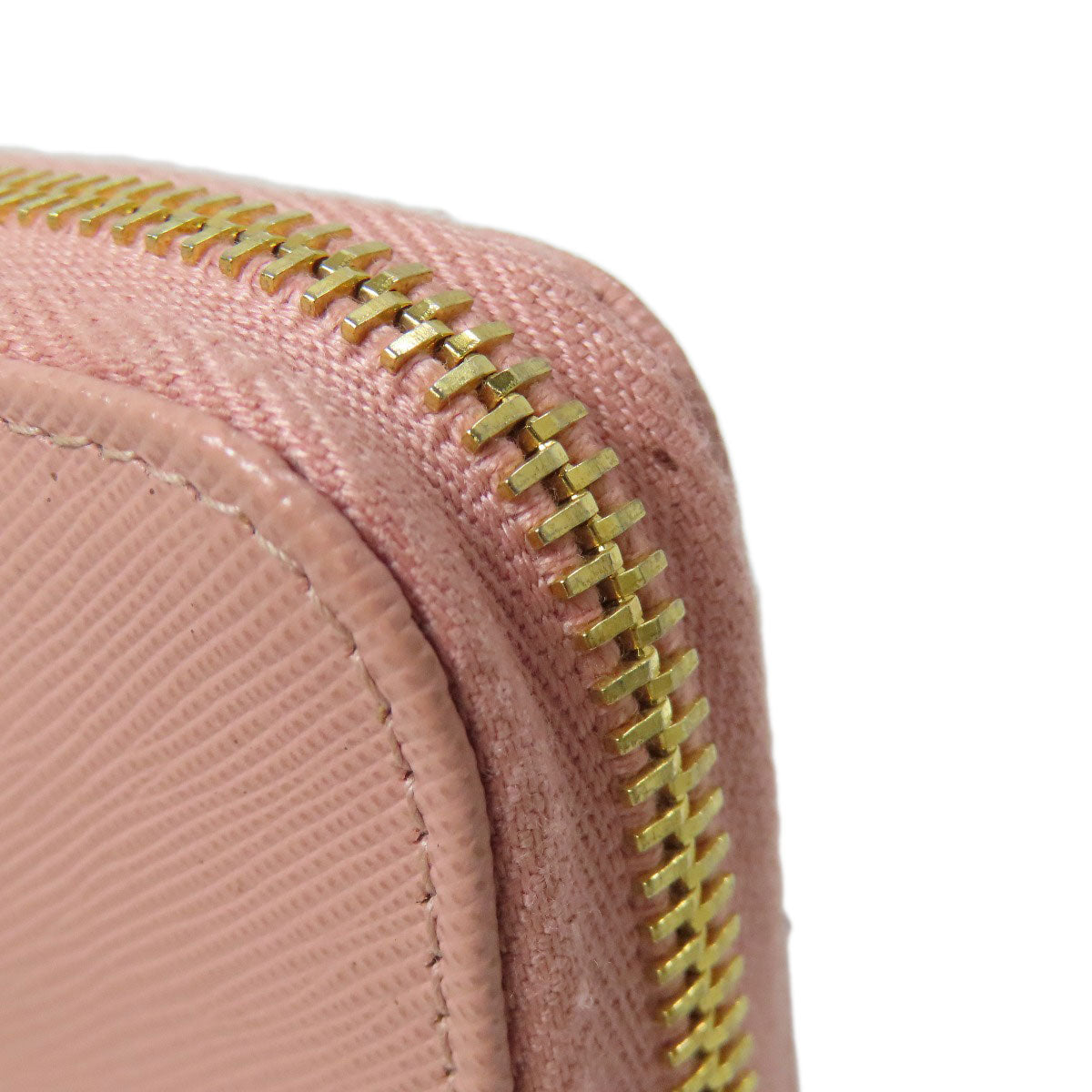 PRADA Coin case leather pink Saffiano logoMetal
