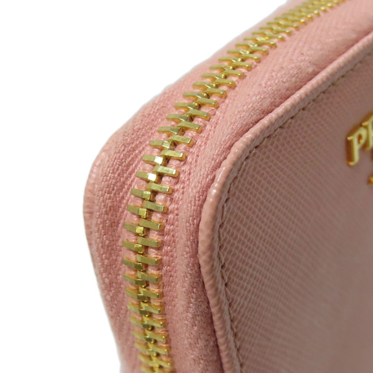 PRADA Coin case leather pink Saffiano logoMetal