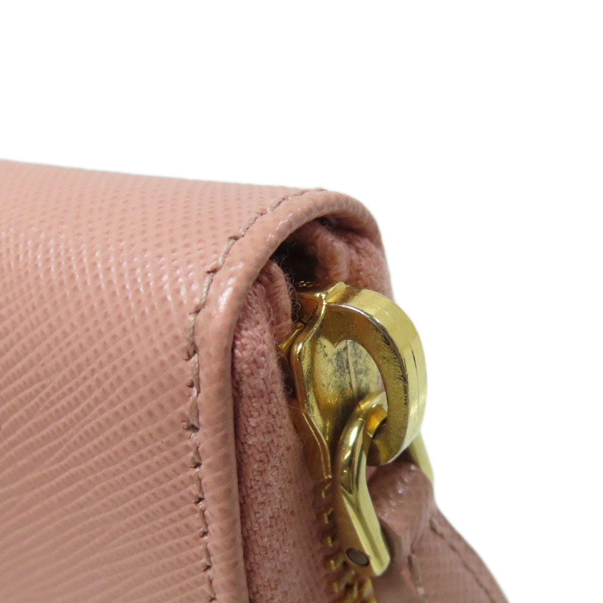 PRADA Coin case leather pink Saffiano logoMetal