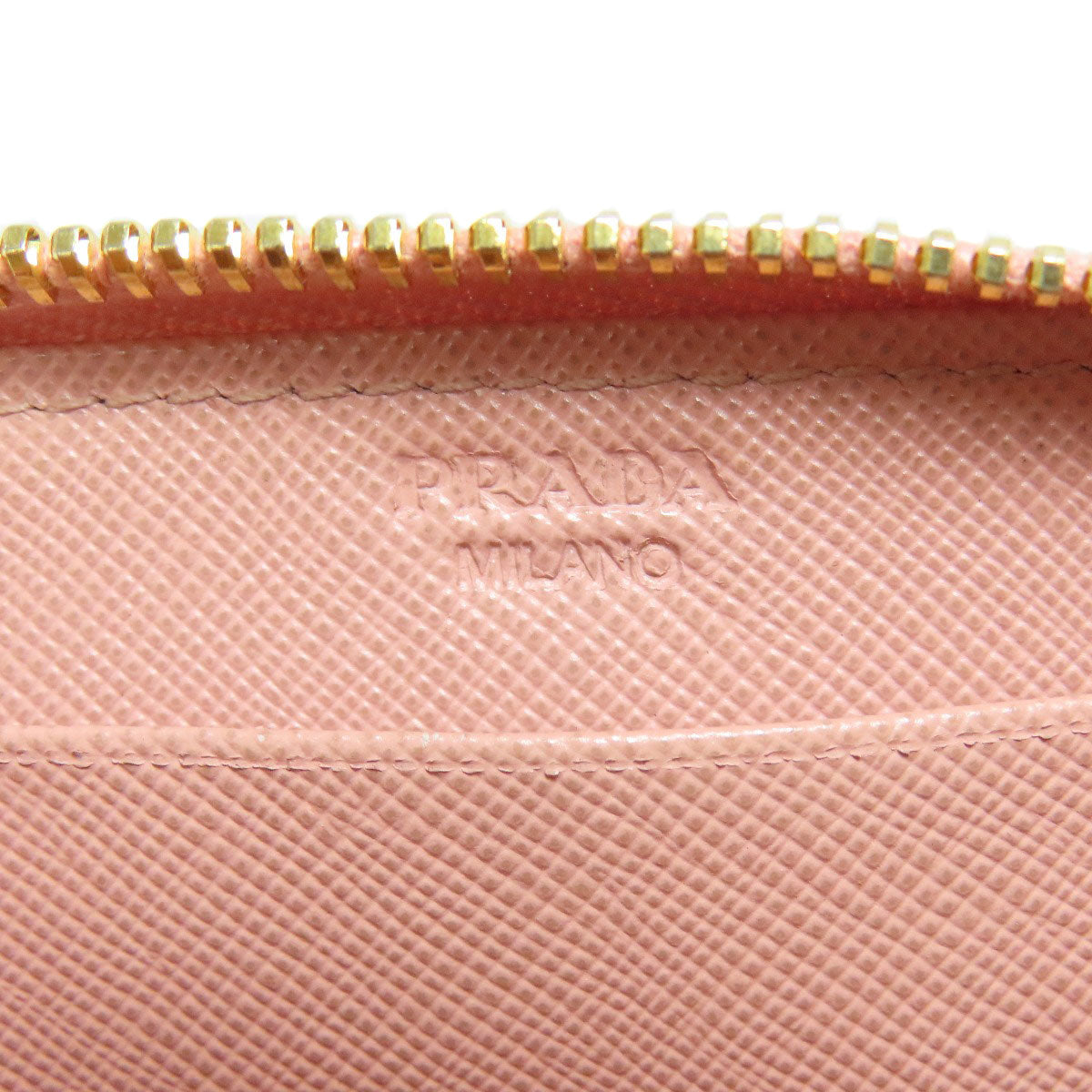 PRADA Coin case leather pink Saffiano logoMetal