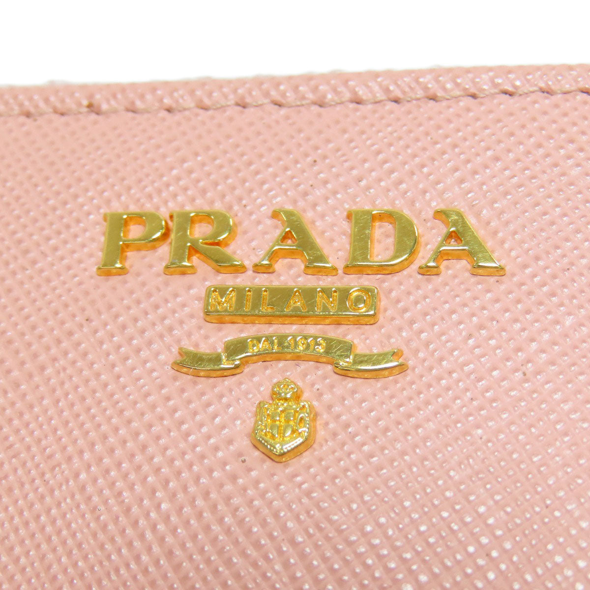 PRADA Coin case leather pink Saffiano logoMetal