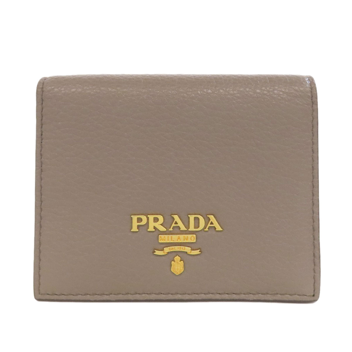 PRADA Bifold Wallet leather beige logo
