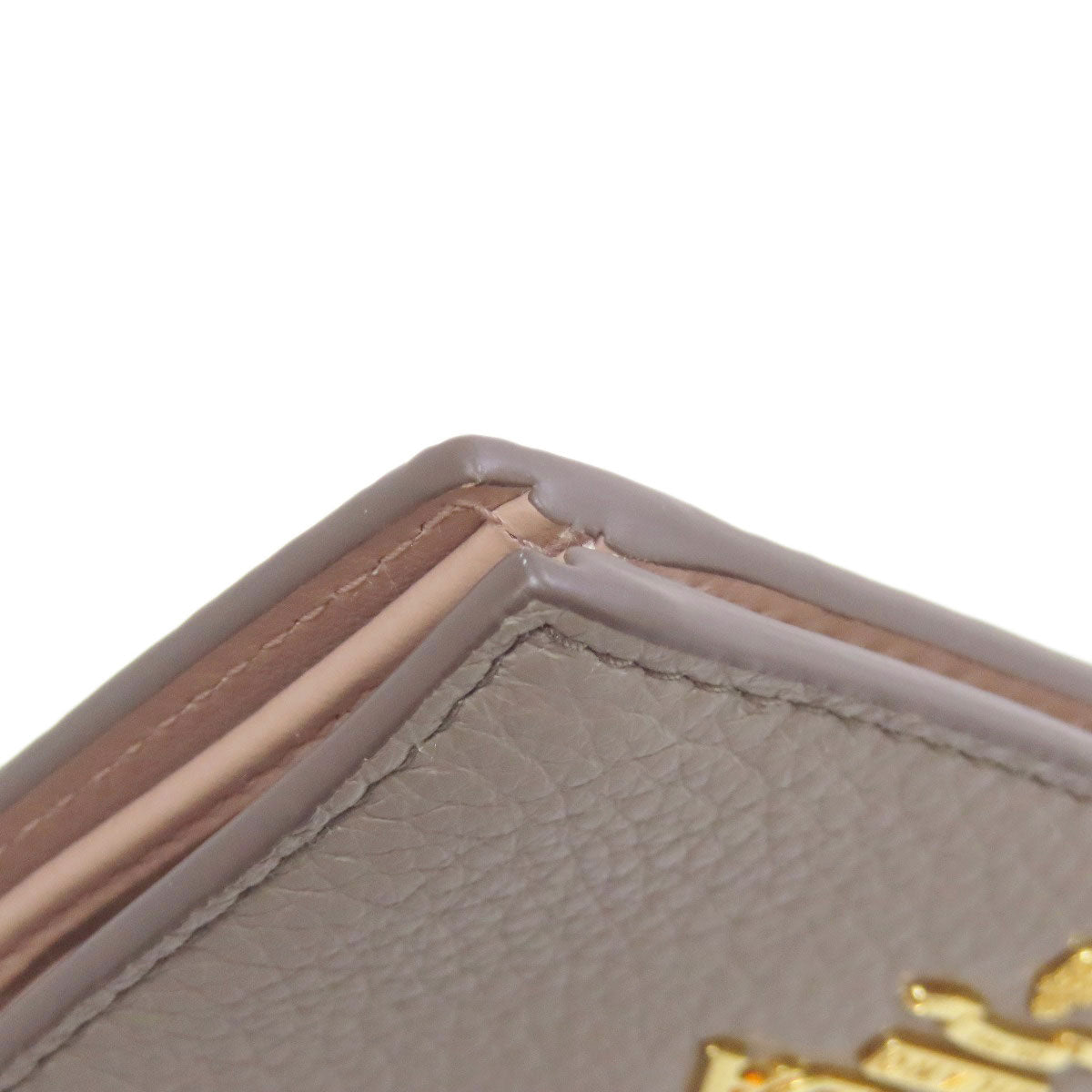 PRADA Bifold Wallet leather beige logo