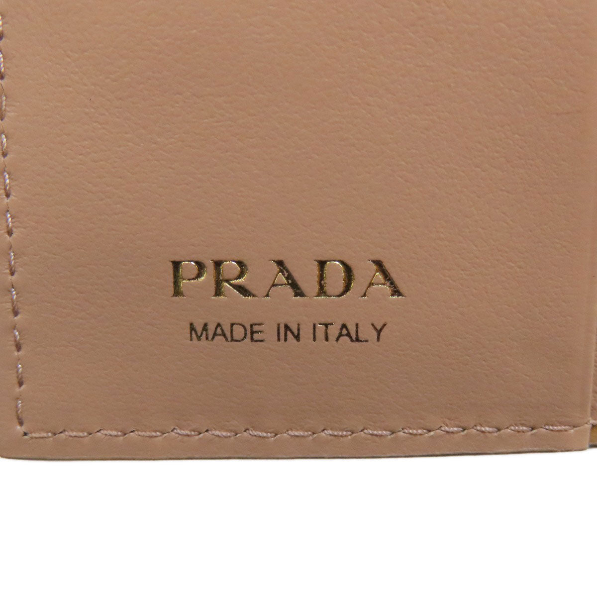 PRADA Bifold Wallet leather beige logo