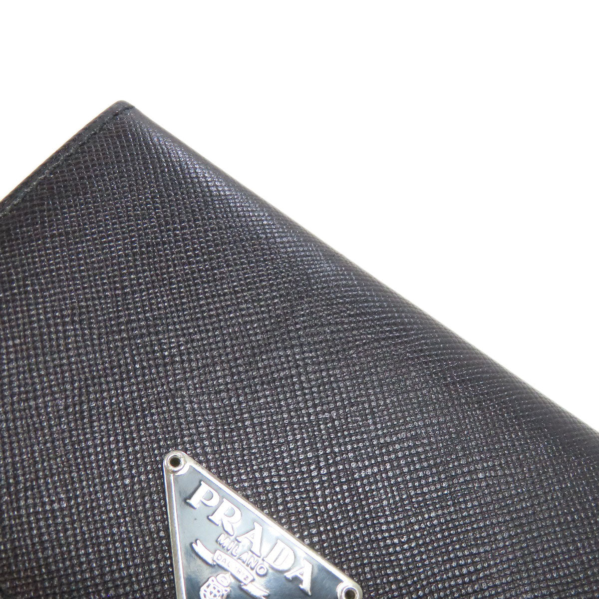 PRADA Card Case M504A Safiano black Business card holder logoMetal