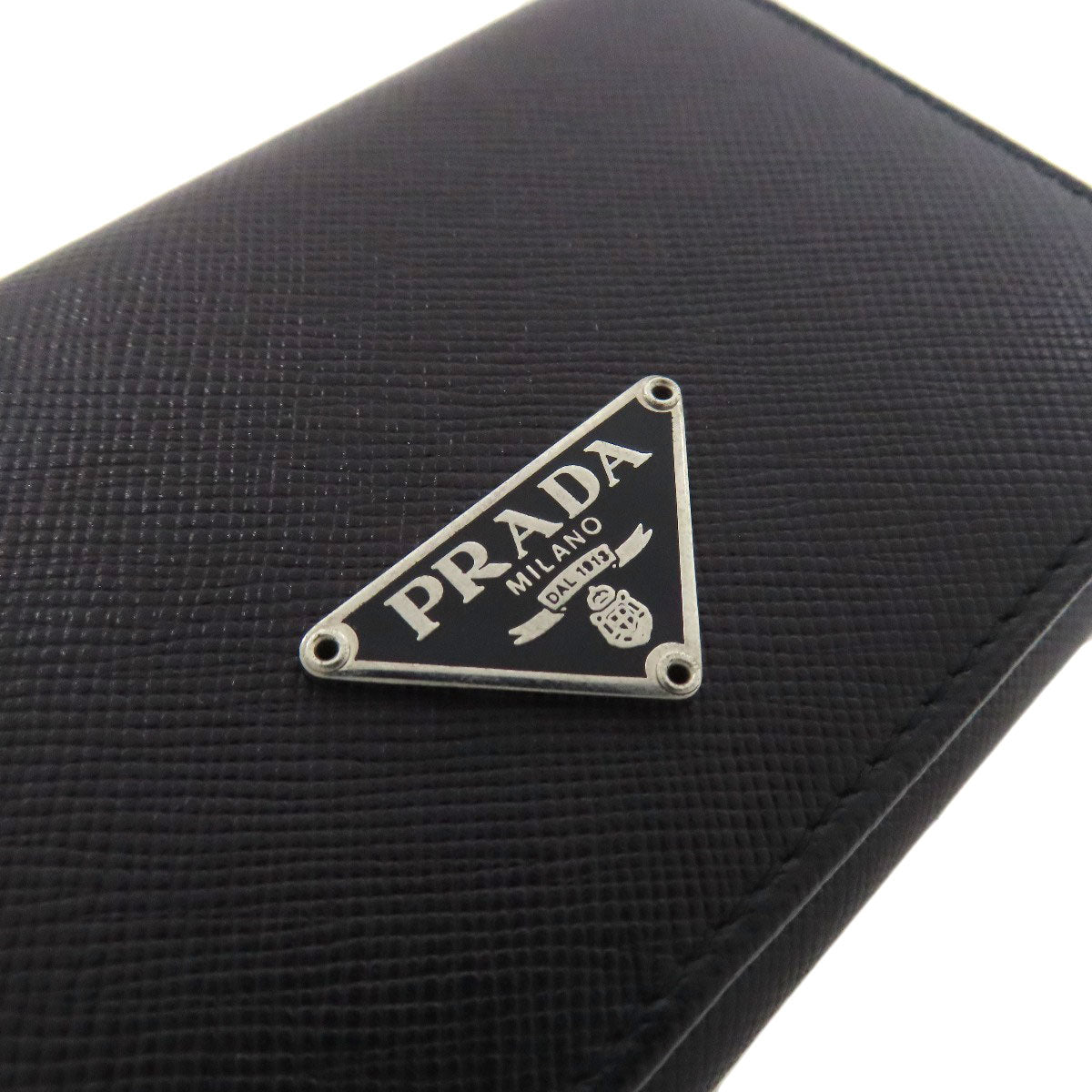 PRADA Card Case M504A Safiano black Business card holder logoMetal